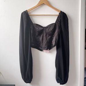 NWT Missguided Black Corset Detail Top